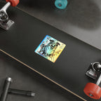 Australian Shepherd Comic Pop Art vinyl sticker by Tritan, on a laptop