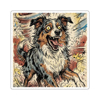 Australian Shepherd Comic Pop Art vinyl sticker by Tritan, front