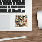Australian Shepherd Comic Pop Art vinyl sticker by Tritan, on a laptop