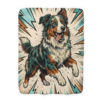 Australian Shepherd Comic Pop Art sherpa blanket by Tritan, front