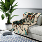 Australian Shepherd Comic Pop Art sherpa blanket by Tritan, on sofa