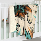 Australian Shepherd Comic Pop Art sherpa blanket by Tritan, on bed