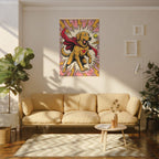 Golden Retriever Comic Pop Art canvas print by Tritan, sofa wall