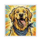 Golden Retriever Comic Pop Art vinyl sticker by Tritan, front