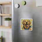 Golden Retriever Comic Pop Art die-cut magnet by Tritan, on steel