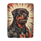 Rottweiler Comic Pop Art sherpa blanket by Tritan, front