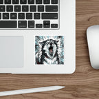 Siberian Husky Comic Pop Art vinyl sticker by Tritan, on a laptop