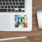 Siberian Husky Comic Pop Art vinyl sticker by Tritan, on a skateboard