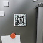 Siberian Husky Comic Pop Art die-cut magnet by Tritan, on the fridge