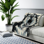 Siberian Husky Comic Pop Art sherpa blanket by Tritan, on sofa