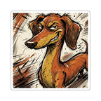 Dachshund Comic Pop Art vinyl sticker by Tritan, front