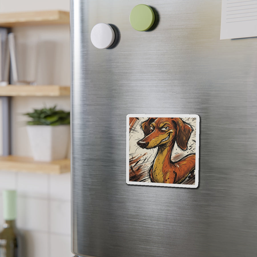 Dachshund Comic Pop Art die-cut magnet by Tritan, on steel