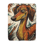Dachshund Comic Pop Art sherpa blanket by Tritan, front
