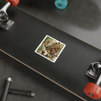Beagle Comic Pop Art vinyl sticker by Tritan, on a skateboard