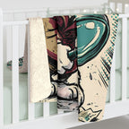 Beagle Comic Pop Art sherpa blanket by Tritan, on bed