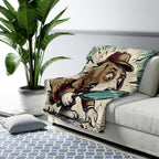 Beagle Comic Pop Art sherpa blanket by Tritan, on sofa