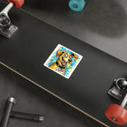 Labrador Retriever Comic Pop Art vinyl sticker by Tritan, on a skateboard