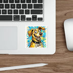 Labrador Retriever Comic Pop Art vinyl sticker by Tritan, on a laptop