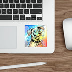 Labrador Retriever Comic Pop Art vinyl sticker by Tritan, on a skateboard
