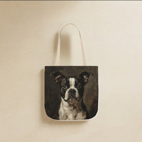 Boston Terrier Oil Portrait Canvas Tote Bag, Classic Dog Portrait, Boston Terrier Lover Gift