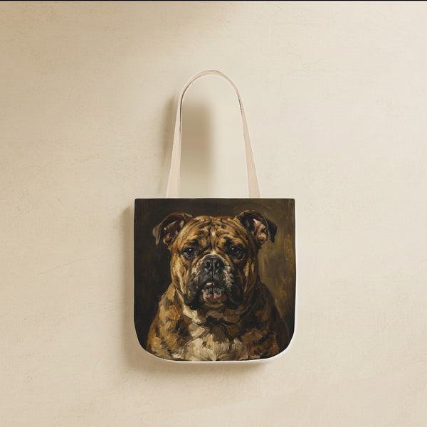 English Bulldog Tote Bag | Painterly Dog Art Canvas Tote | Bulldog Mom Gift | Dog Lover Market Bag | Pet Portrait Accessory