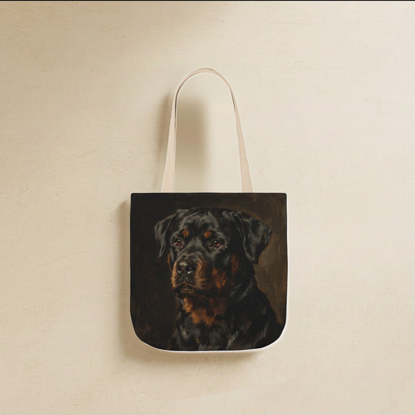 Rottweiler Tote Bag | Painterly Dog Art Canvas Tote | Rottie Mom Gift | Dog Lover Market Bag | Pet Portrait Accessory