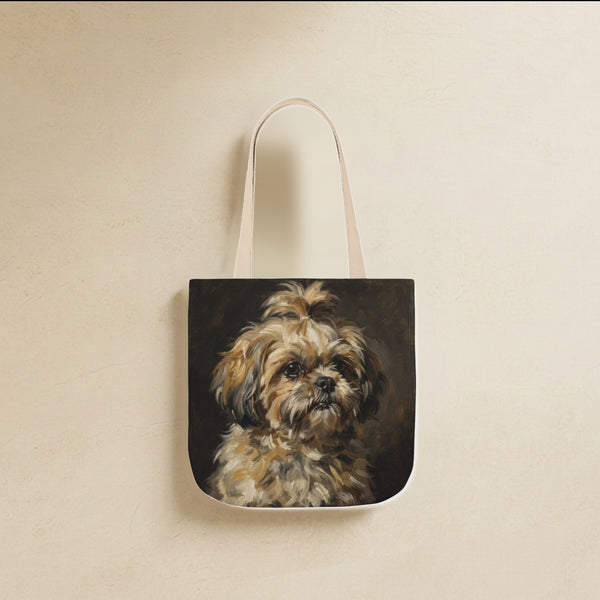 Shih Tzu Tote Bag | Painterly Dog Art Canvas Tote | Shih Tzu Mom Gift | Dog Lover Market Bag | Pet Portrait Accessory