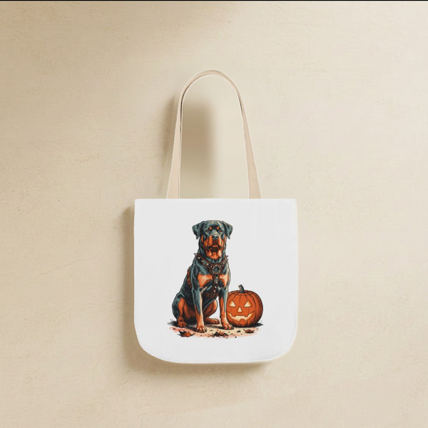 Rottweiler Halloween Tote Bag | Hellhound Dog Canvas Tote | Tritan