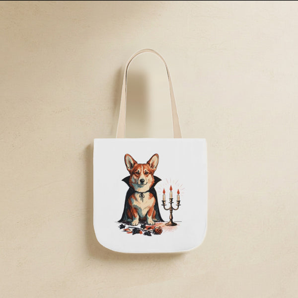 Corgi Halloween Tote Bag | Vampire Dog Canvas Tote | Tritan