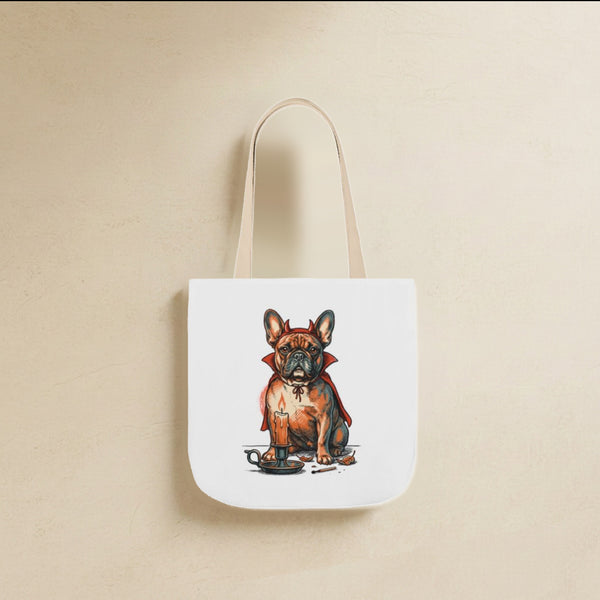French Bulldog Halloween Tote Bag | Devil Dog Canvas Tote | Tritan