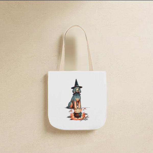 Poodle Halloween Tote Bag | Witch Dog Canvas Tote | Tritan
