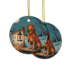 Vizsla Halloween Poster ceramic ornament by Tritan, front and back