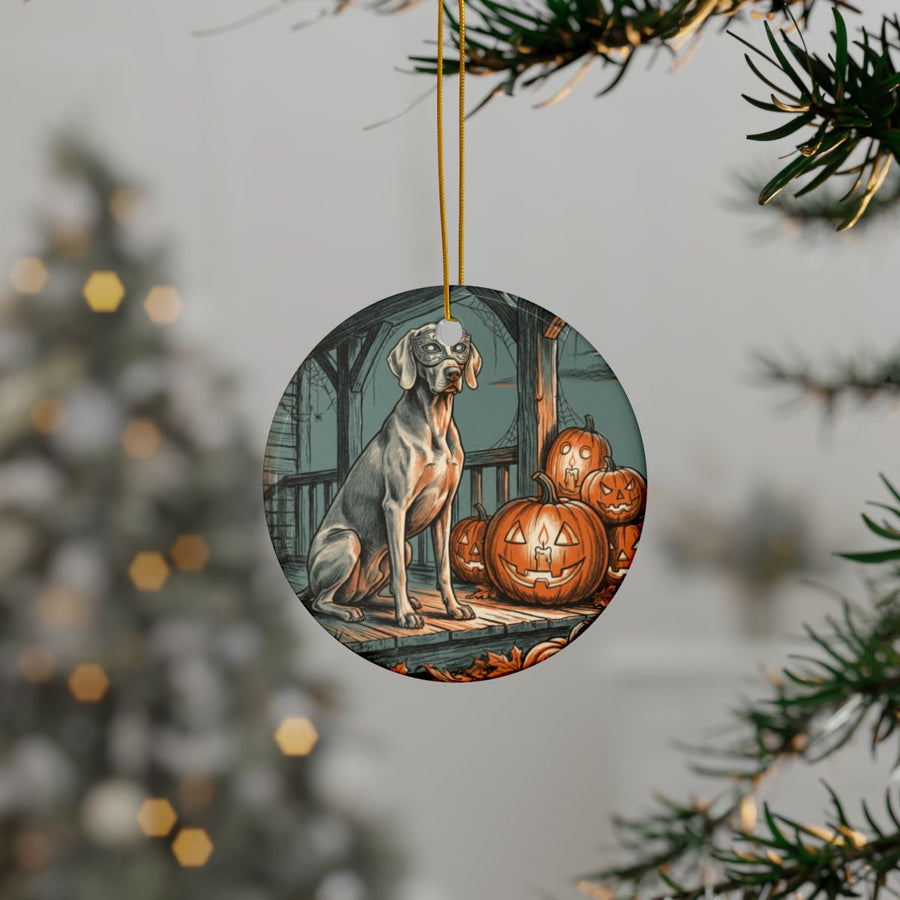 Weimaraner Halloween Poster ceramic ornament by Tritan, context