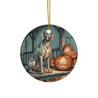 Weimaraner Halloween Poster ceramic ornament by Tritan, front
