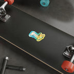 Corgi Retro Y2K vinyl sticker by Tritan, on a laptop