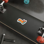 Corgi Retro Y2K vinyl sticker by Tritan, on a skateboard