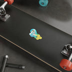 Dachshund Retro Y2K vinyl sticker by Tritan, on a laptop