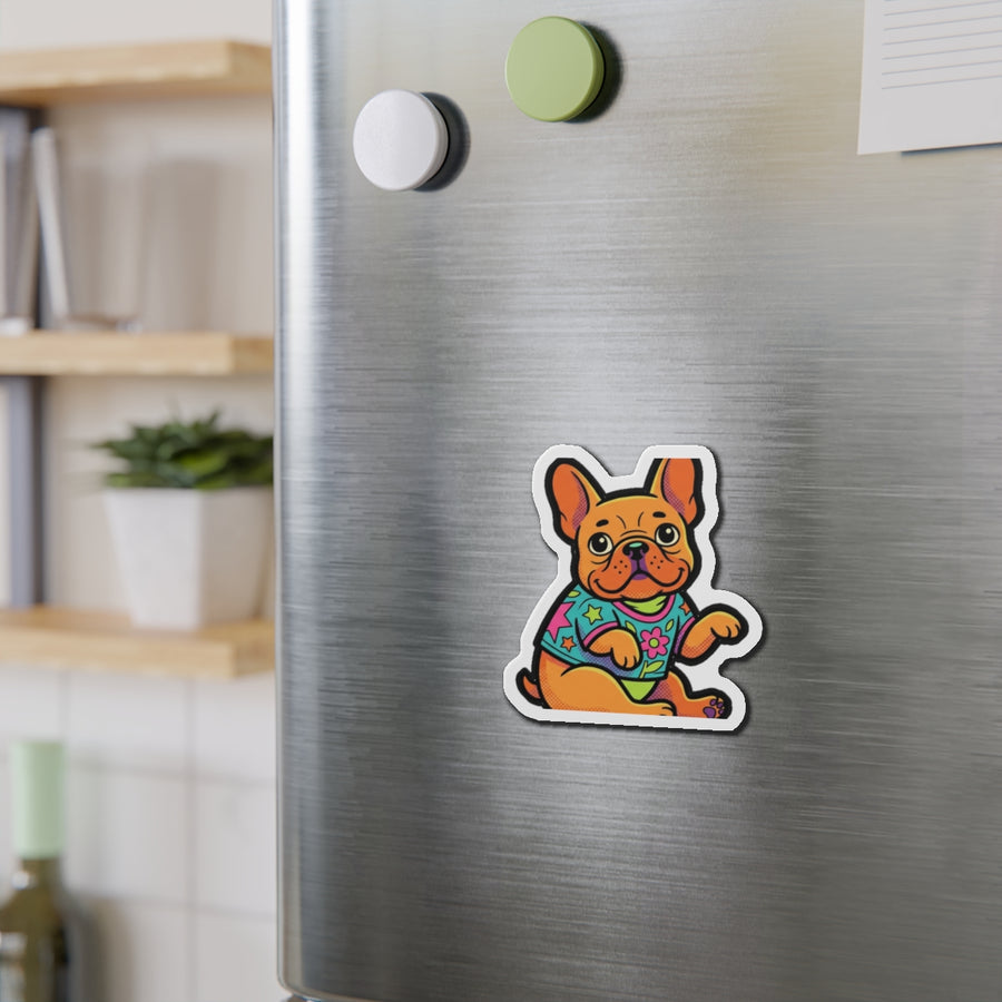French Bulldog Retro Y2K die-cut magnet by Tritan, on steel
