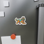 German Shepherd Retro Y2K die-cut magnet by Tritan, on the fridge
