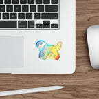 Golden Retriever Retro Y2K vinyl sticker by Tritan, on a skateboard