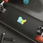Golden Retriever Retro Y2K vinyl sticker by Tritan, on a laptop