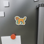 Golden Retriever Retro Y2K die-cut magnet by Tritan, on the fridge