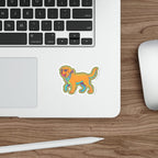 Golden Retriever Retro Y2K vinyl sticker by Tritan, on a laptop