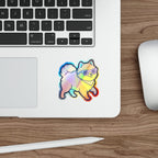 Pomeranian Retro Y2K vinyl sticker by Tritan, on a skateboard