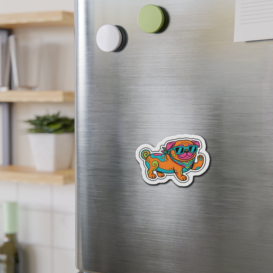 Pug Retro Y2K die-cut magnet by Tritan, on steel