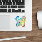 Siberian Husky Retro Y2K vinyl sticker by Tritan, on a skateboard