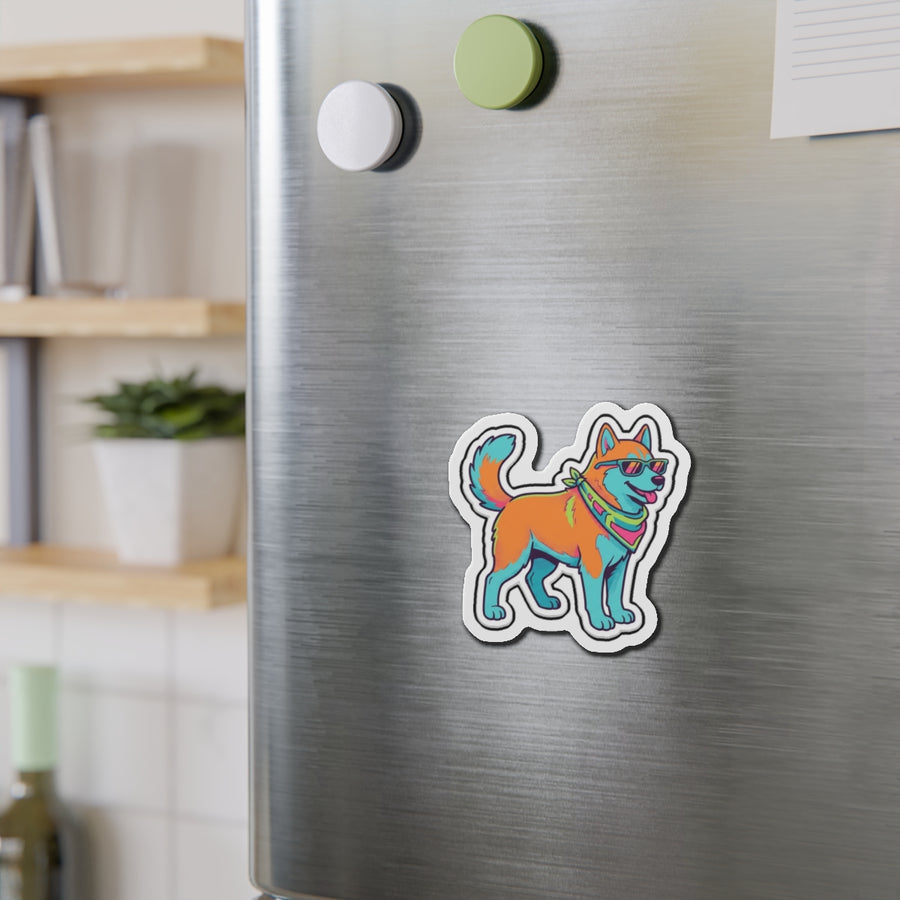 Siberian Husky Retro Y2K die-cut magnet by Tritan, on steel