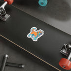 Siberian Husky Retro Y2K vinyl sticker by Tritan, on a skateboard