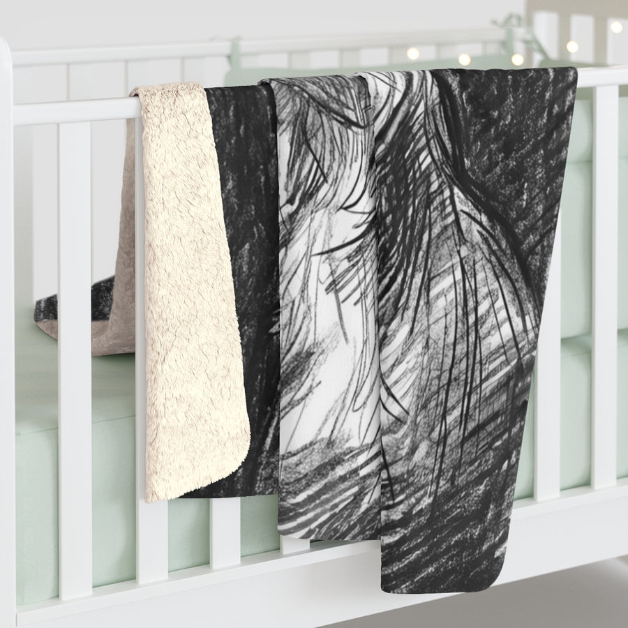 Yorkshire Terrier Charcoal sherpa blanket by Tritan, on bed