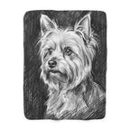 Yorkshire Terrier Charcoal sherpa blanket by Tritan, front
